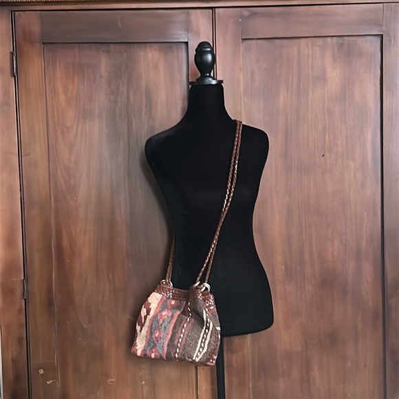 80s Aztec Design Blanket and Leather Shoulder Bag - Picture 9 of 9